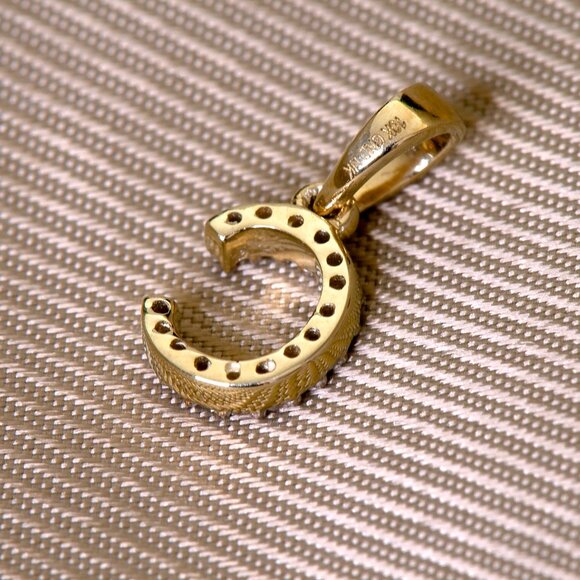 Natural Ethically Sourced Real Earth Diamond Gold Initial C Pendant Stamped 10K - Picture 3 of 6